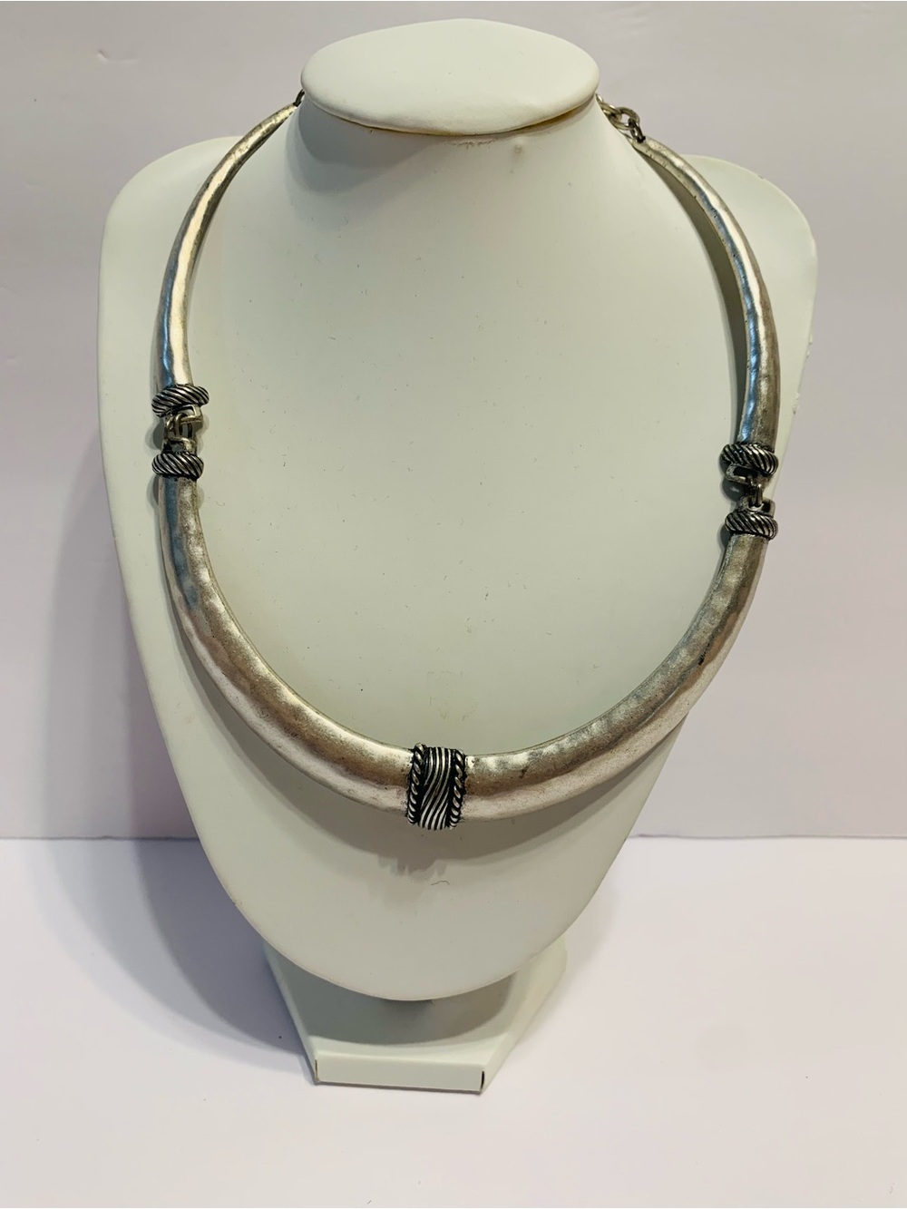 Chicos Silver-Tone Sculpted Collar Necklace